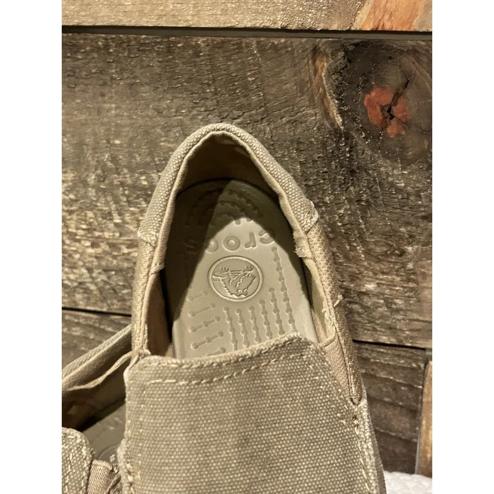 Toddler Crocs Canvas Slip On Shoes |‎ Santa Cruz Size C 2 Brown Canvas